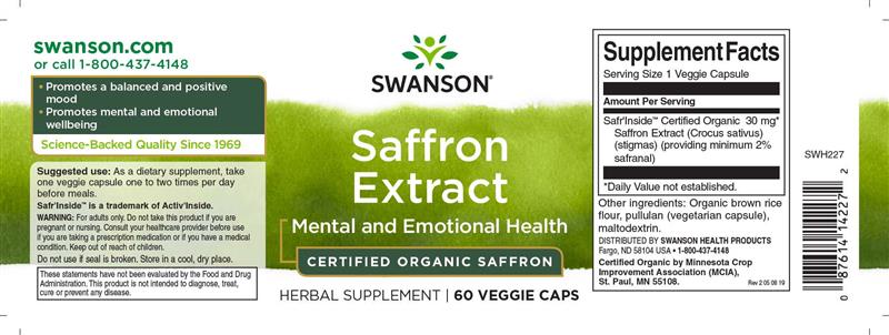 Saffron Extract 30 miligrame 60 capsule Swanson