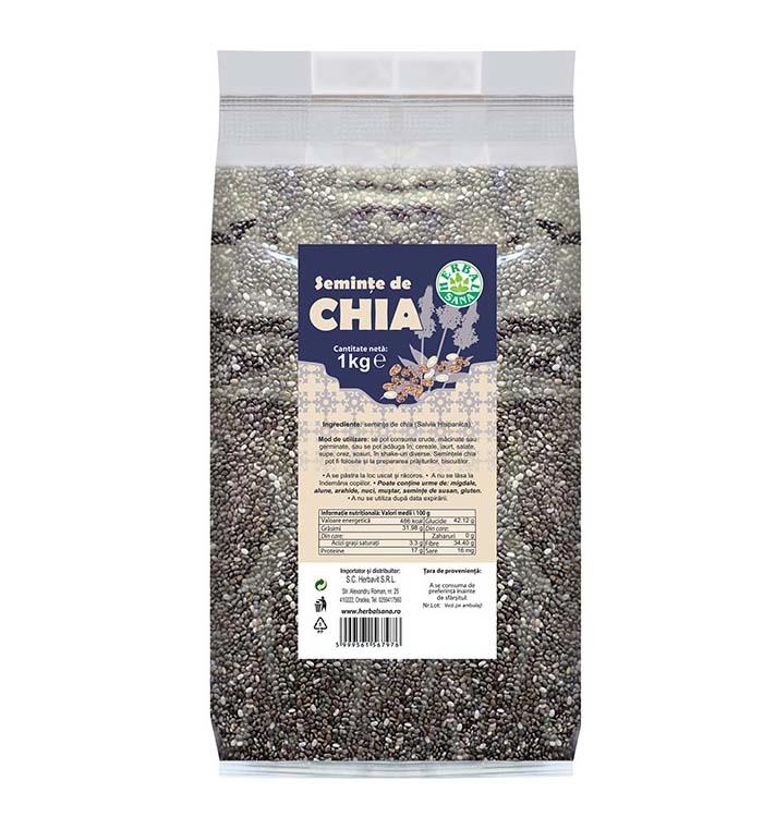 Seminte de Chia 1000 grame Herbal Sana Herbavit
