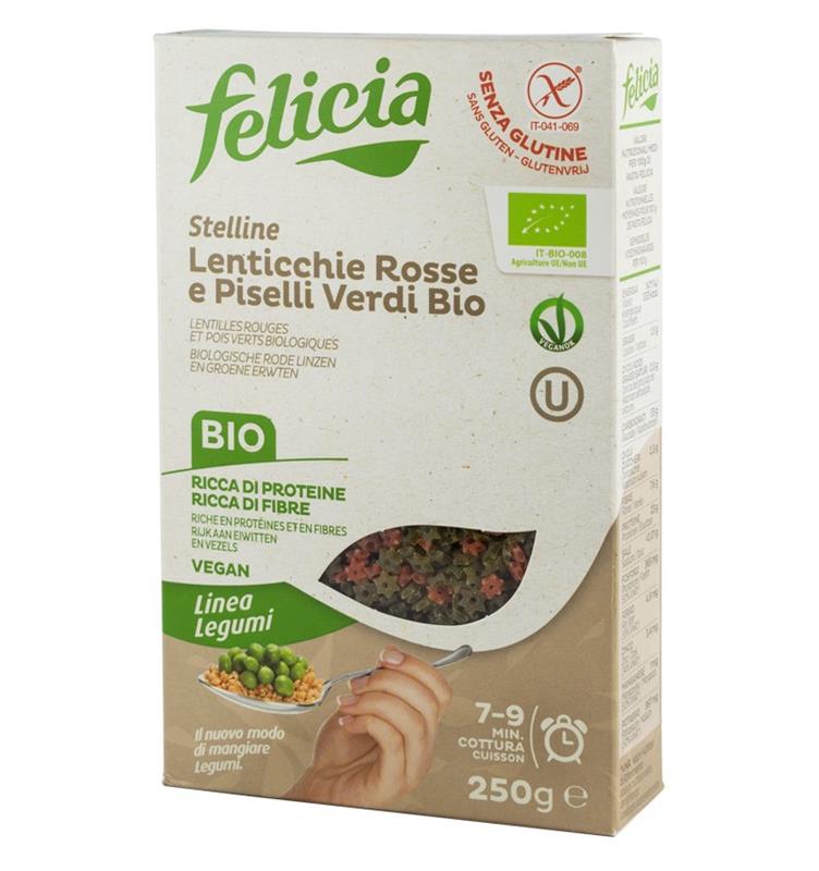 Stelute in Doua Culori din Linte Rosie si Mazare Bio 250gr Felicia