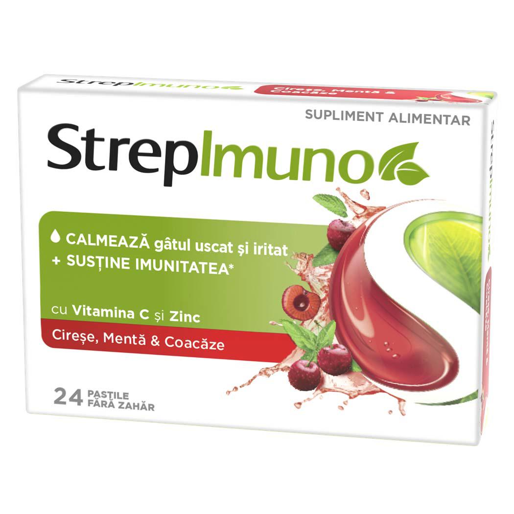 Strepimuno cu Cirese Menta si Coacaze 24 pastile de supt Reckitt Benckiser