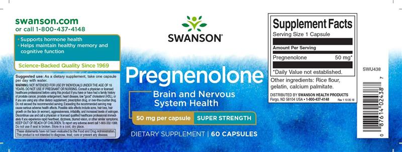 Super Strenght Pregnenolone 50 miligrame 60 capsule Swanson