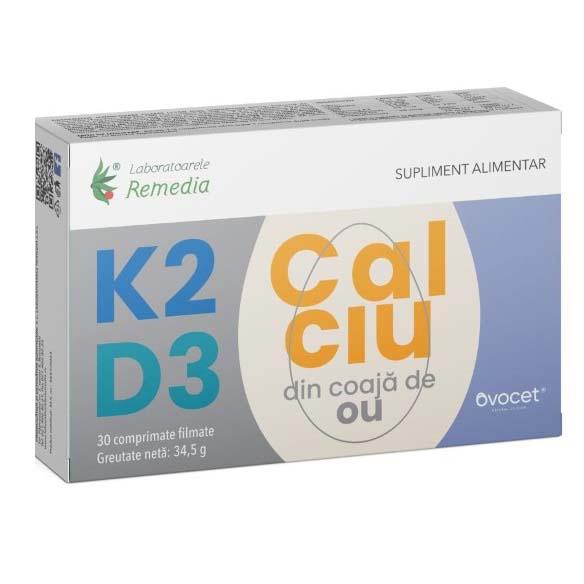 Supliment Alimentar K2 cu D3 si Calciu 30 comprimate Laboratoarele Remedia