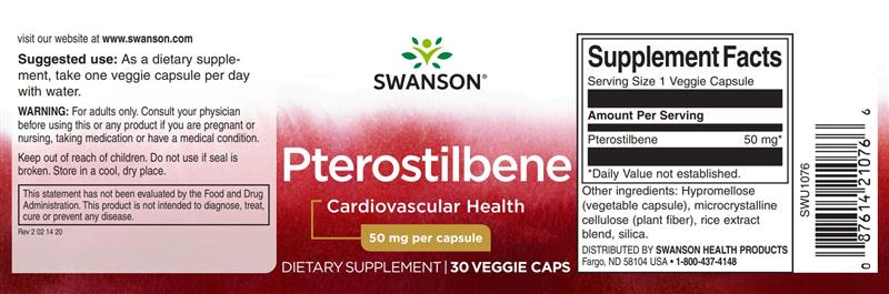 Supliment Alimentar Pterostilbene 50 miligrame 30 capsule Swanson