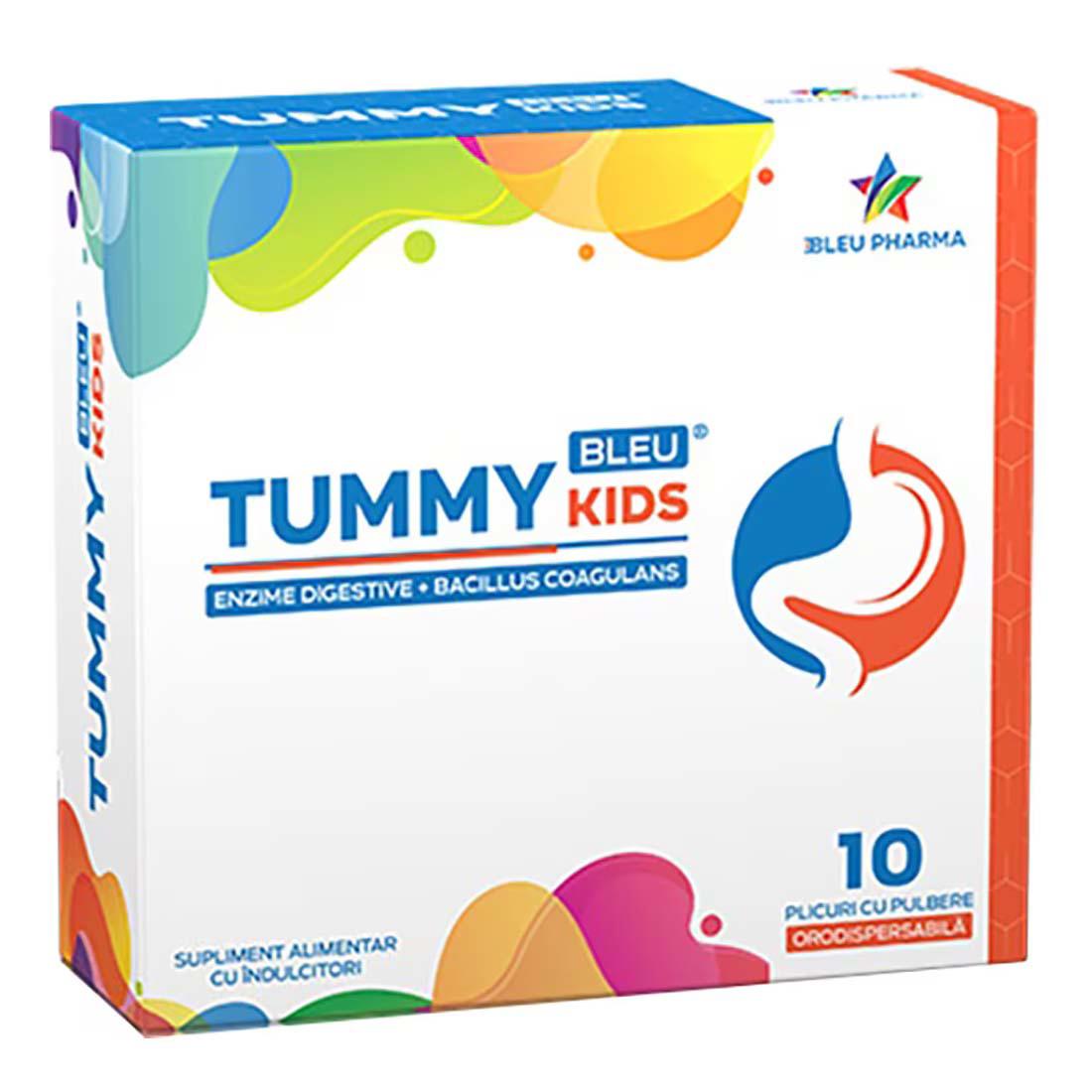 Supliment pentru Sistemul Digestiv cu Indulcitori Tummy Bleu Kids 10 plicuri Bleu Pharma