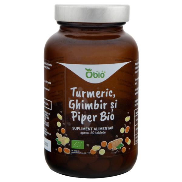 Turmeric Ghimbir si Piper Eco 60 tablete Obio