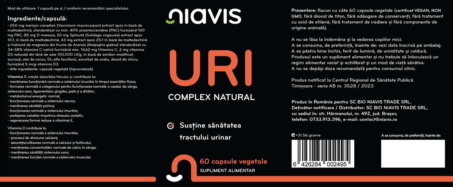 URI Complex Natural 100 miligrame 60 capsule Niavis