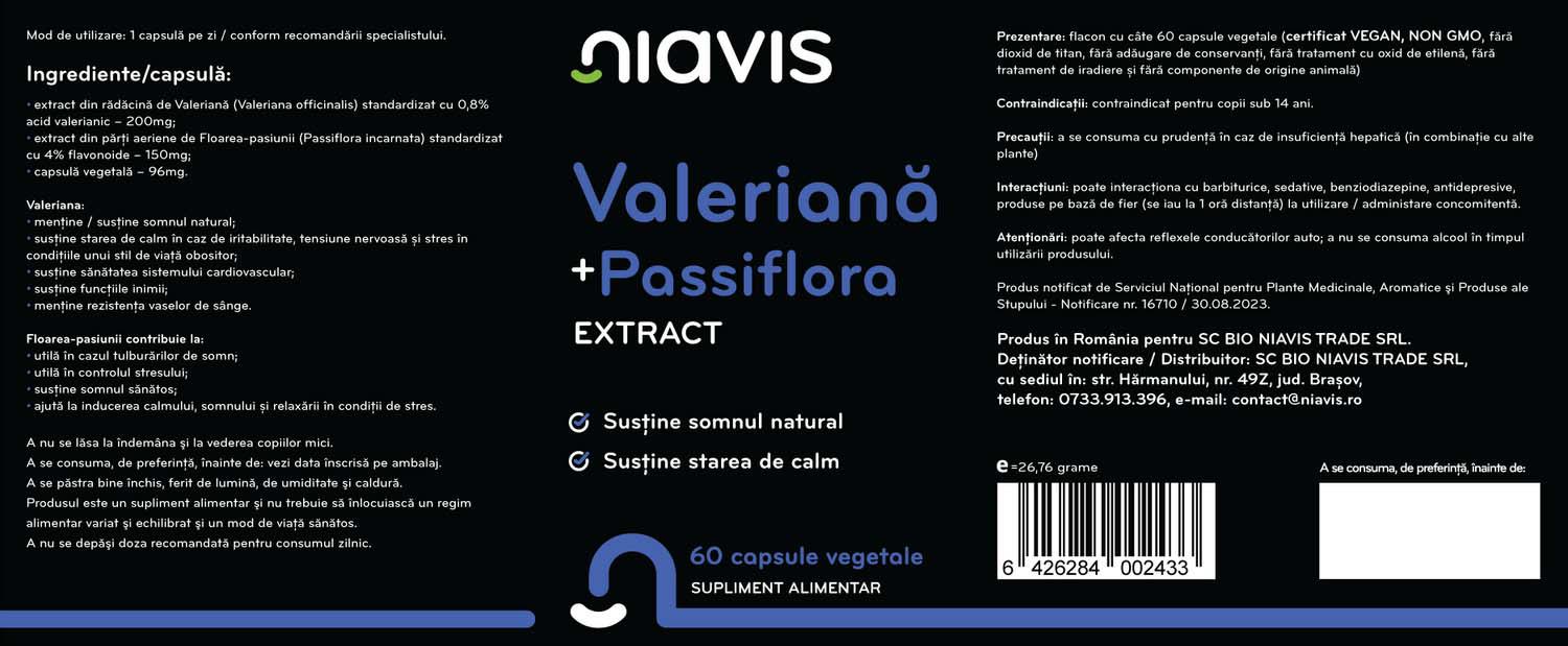 Valeriana + Passiflora Extract 60 capsule Niavis