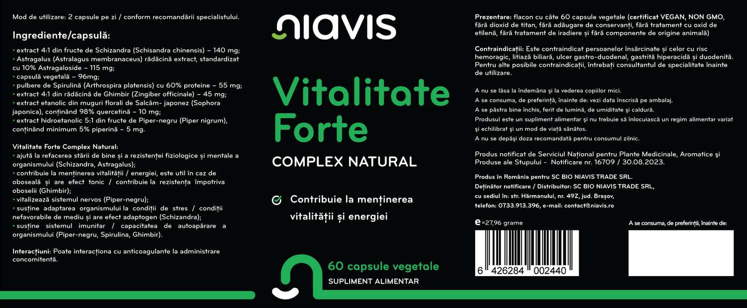 Vitalitate Forte Complex Natural 60 capsule Niavis