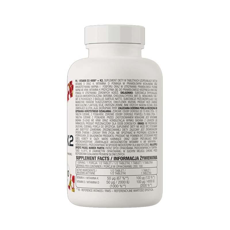 Vitamin D3 4000IU Si Vitamina K2 100 tablete OstroVit