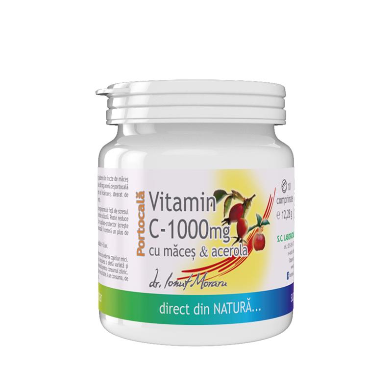 Vitamina C 1000 miligrame cu Macese si Acerola cu Arome de Portocala 10 capsule Medica