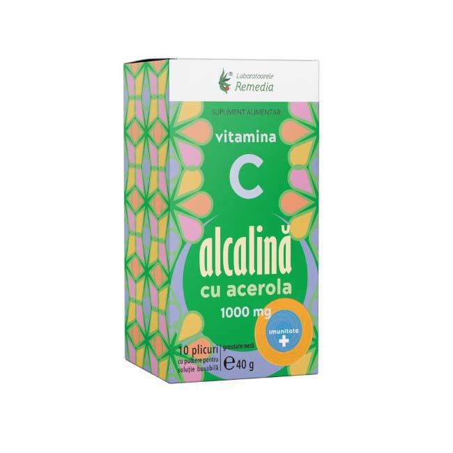 Vitamina C Alcalina cu Acerola 1000 miligrame 10 plicuri Laboratoarele Remedia