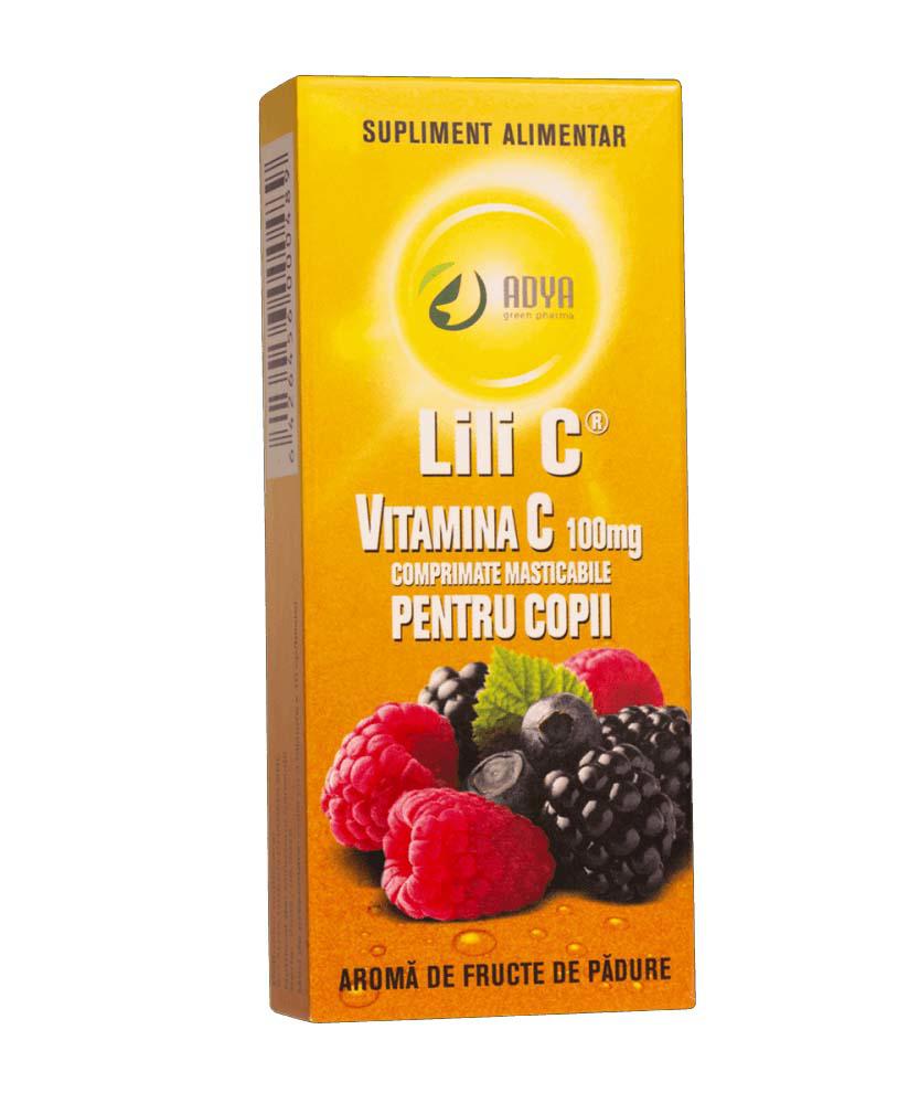 Vitamina C pentru Copii cu Aroma de Fructe de Padure 100 miligrame Lili C 30 comprimate Adya Green Pharma