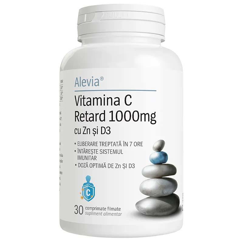 Vitamina C Retard 1000 miligrame cu Zn si D3 30 comprimate filmate Alevia