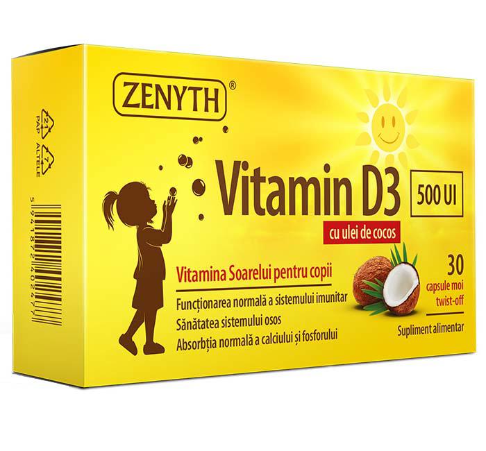 Vitamina D3 pentru Copii 500 UI 30 capsule Zenyth
