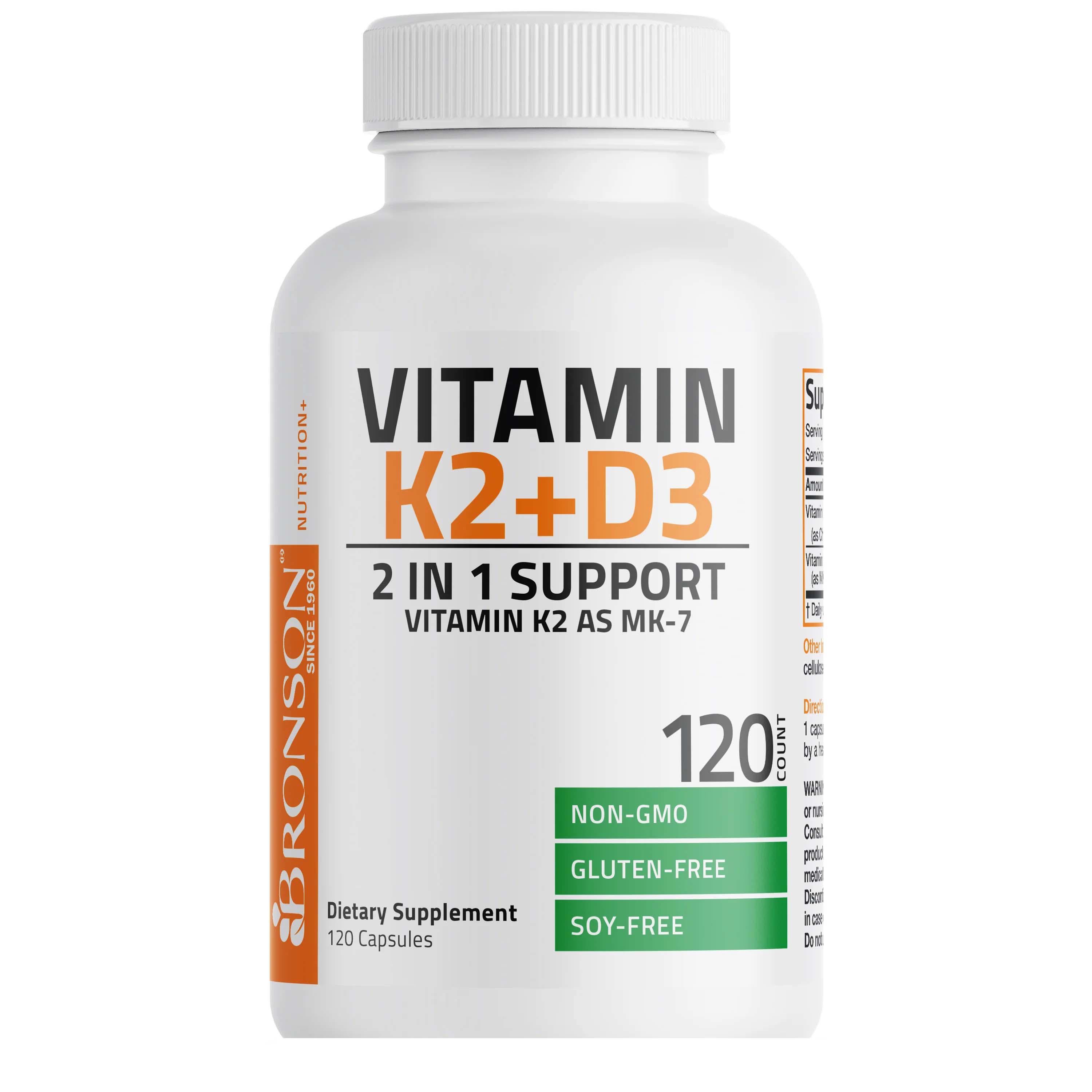 Vitamina K2 90 mcg cu Vitamina D3 5000 UI 120 capsule Bronson Laboratories